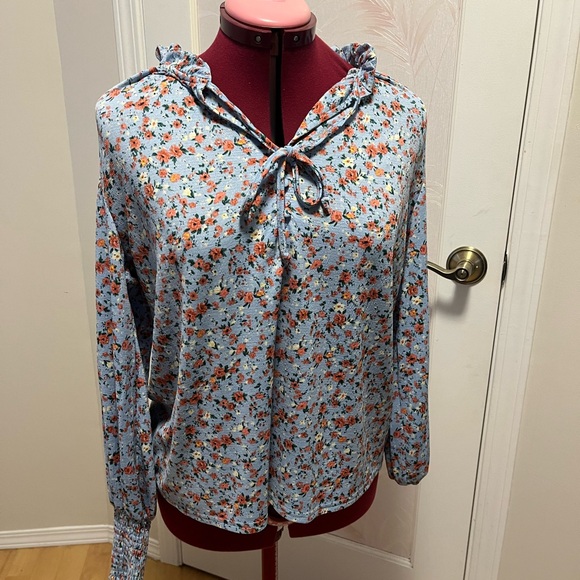 Baby Blue Floral Melloday Blouse - Picture 1 of 5
